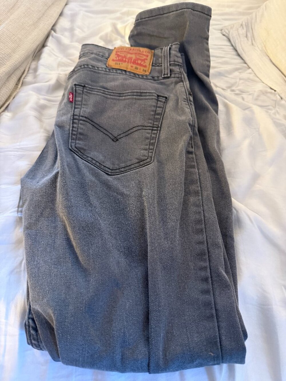 Levi’s 511 Slim Fit Gray Jeans W33 L34 Stretch Denim